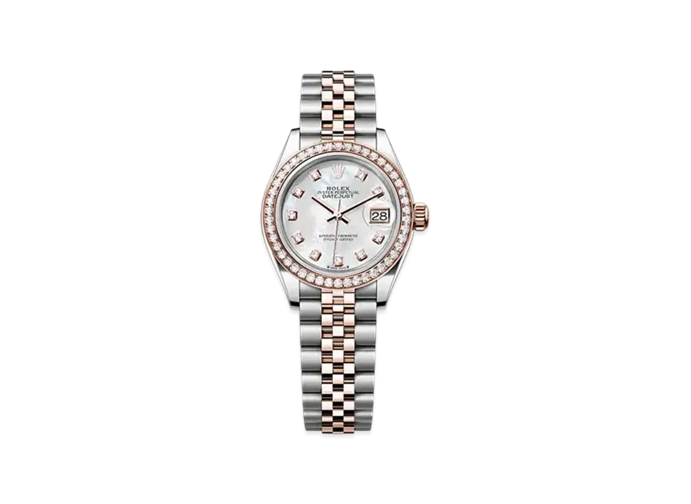 ROLEX Lady-Datejust White Mother of Pearl Dial Diamonds "Oyster Steel/Everose Gold" 279381RBR