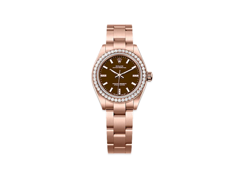 ROLEX Oyster Perpetual 28 Everose Gold Diamond "Brown Stone"