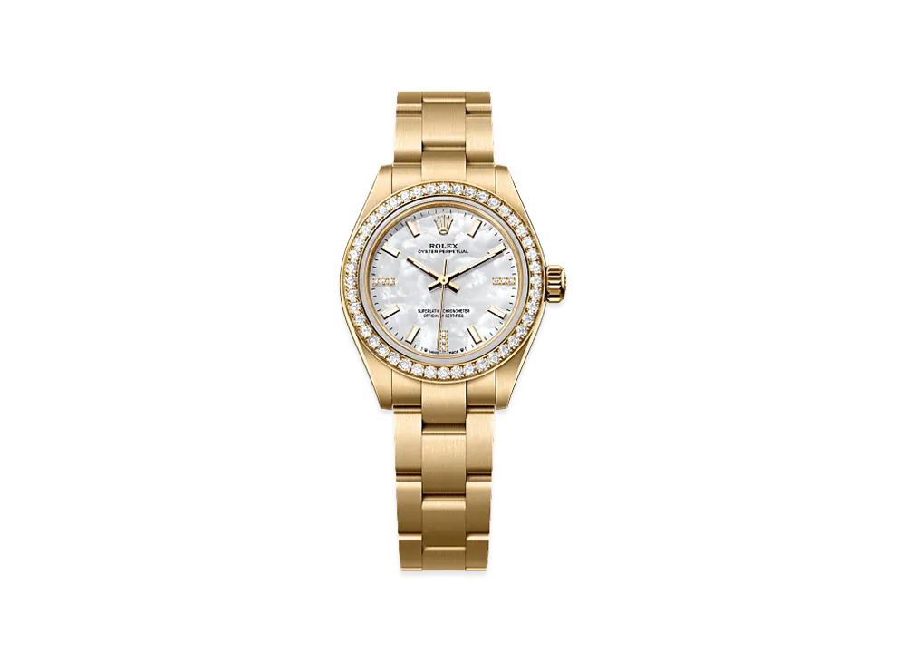 ROLEX Oyster Perpetual 28 Yellow Gold Diamond "Mother of Pearl"