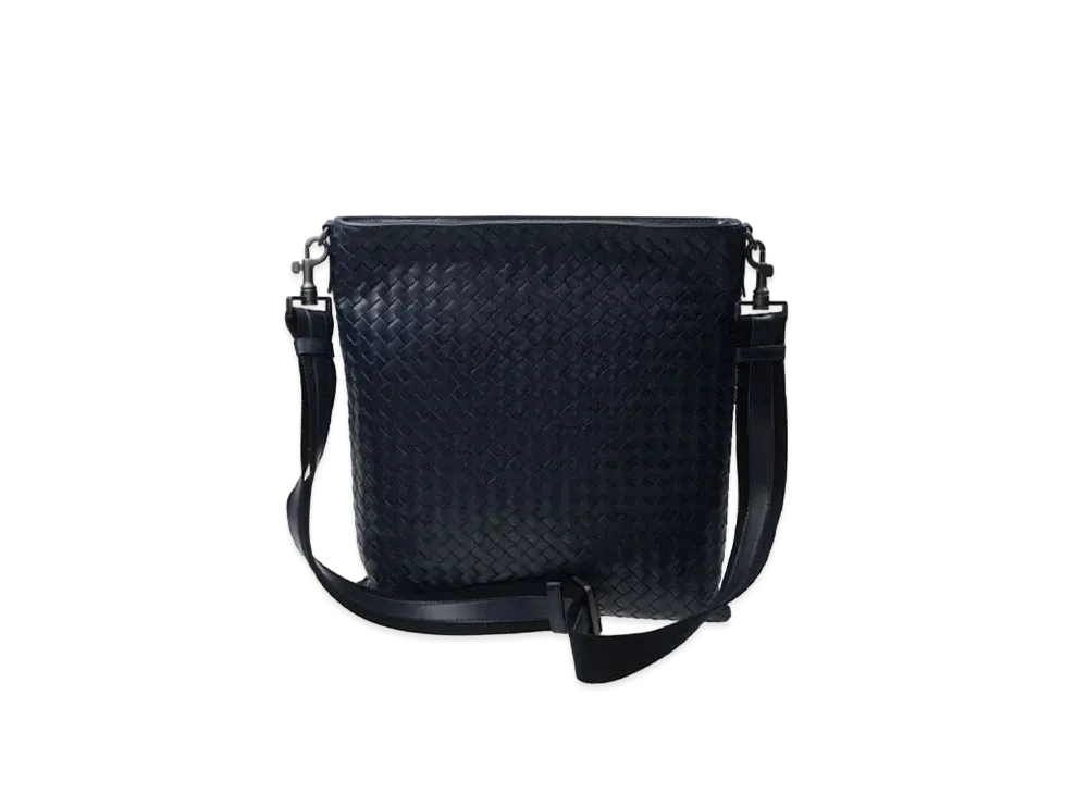 Bottega Veneta Lambskin Shoulder Bag "Dark Blue"