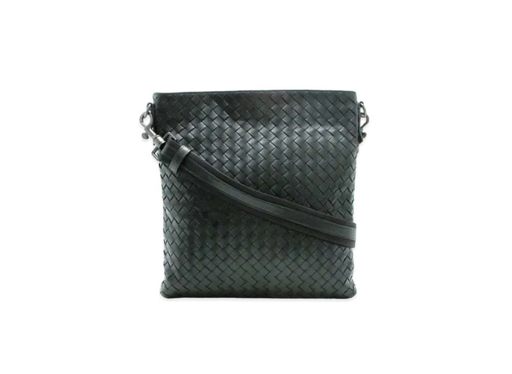 Bottega Veneta Lambskin Intrecciato Crossbody Bag "Black"