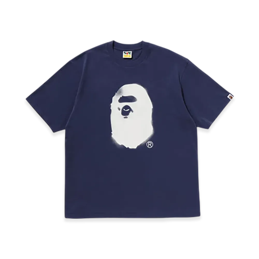 A BATHING APE Spray Print Ape Head Relaxed Fit Tee #2 "Navy"