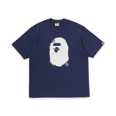 A BATHING APE Spray Print Ape Head Relaxed Fit Tee #2 "Navy"