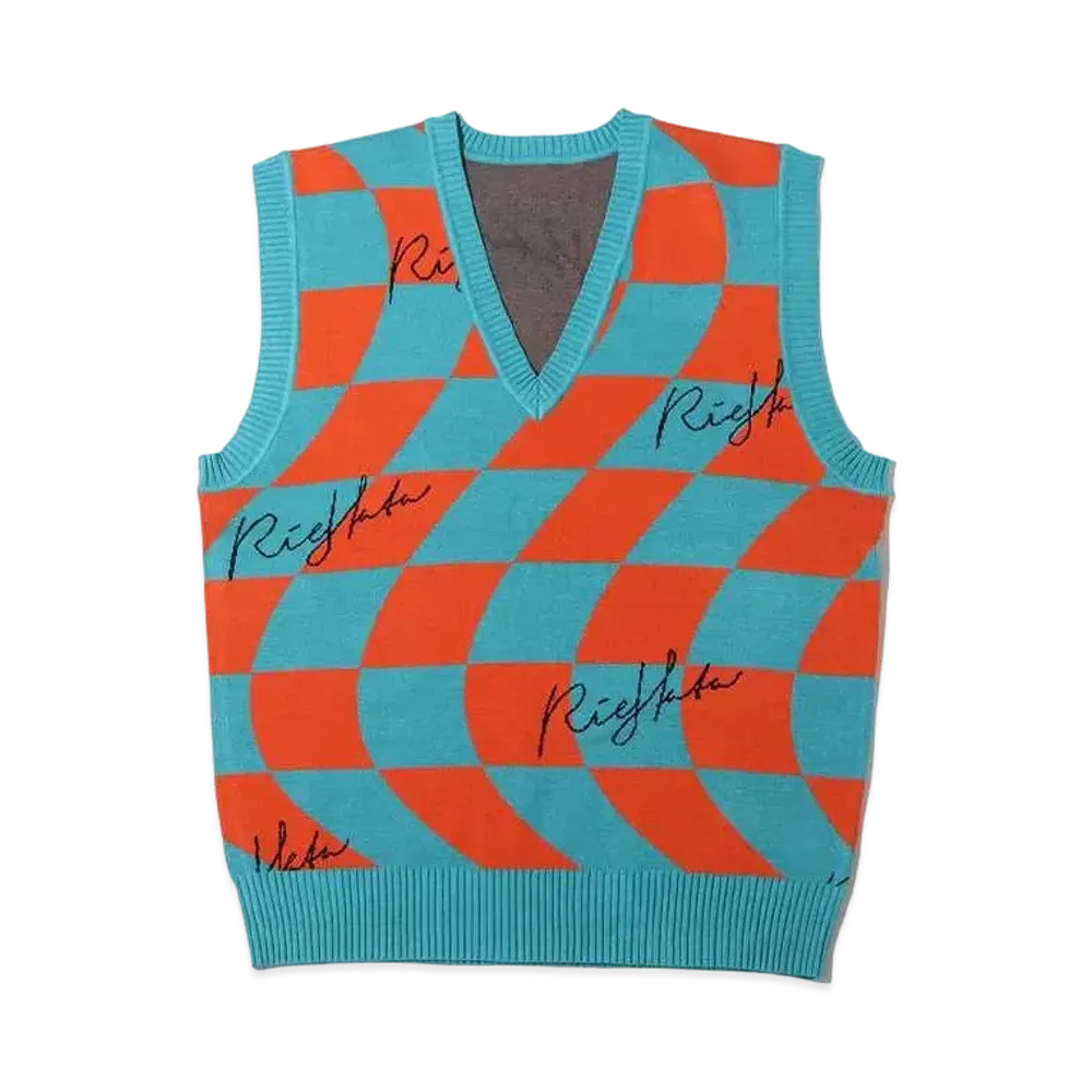 atmos pink x Riehata Block Check Vest "Blue"