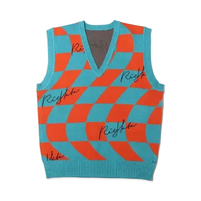 atmos pink x Riehata Block Check Vest "Blue"