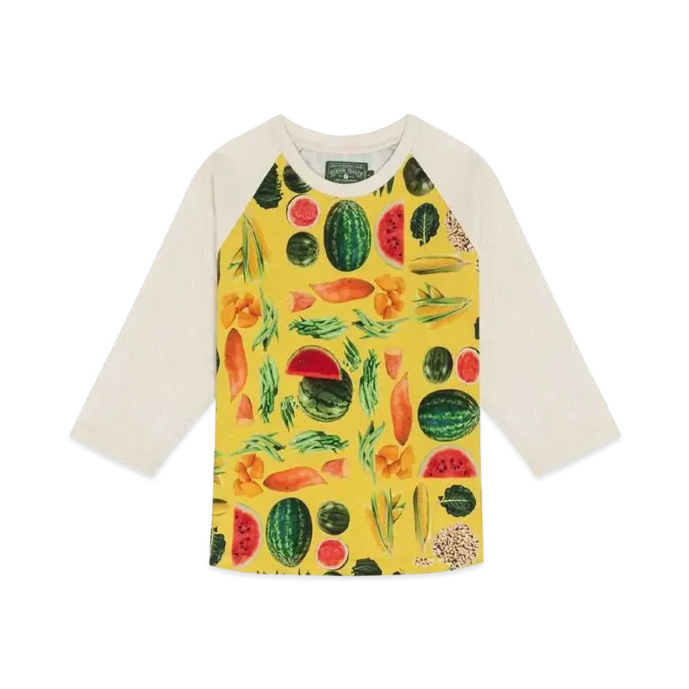 DENIM TEARS Fruit Collage Baseball Tee "Yellow"