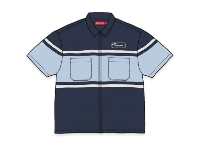 Supreme Silk Zip Up S/S Shirt "Navy"