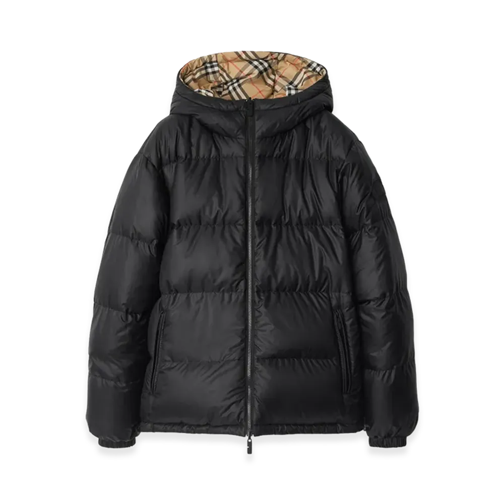 Burberry Reversible Check Hooded Down Jacket "Sand Beige"