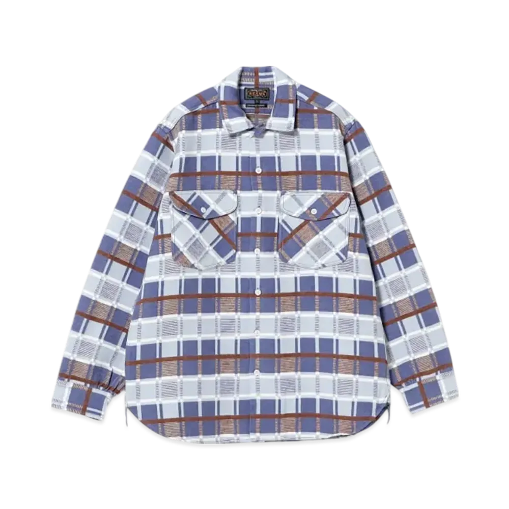 BEAMS Work Classic Fit Block Plaid Jacquard "Sax"