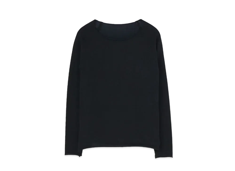 Yohji Yamamoto Y's WOOL PLAIN STITCH ROUND NECK KNIT "Black"