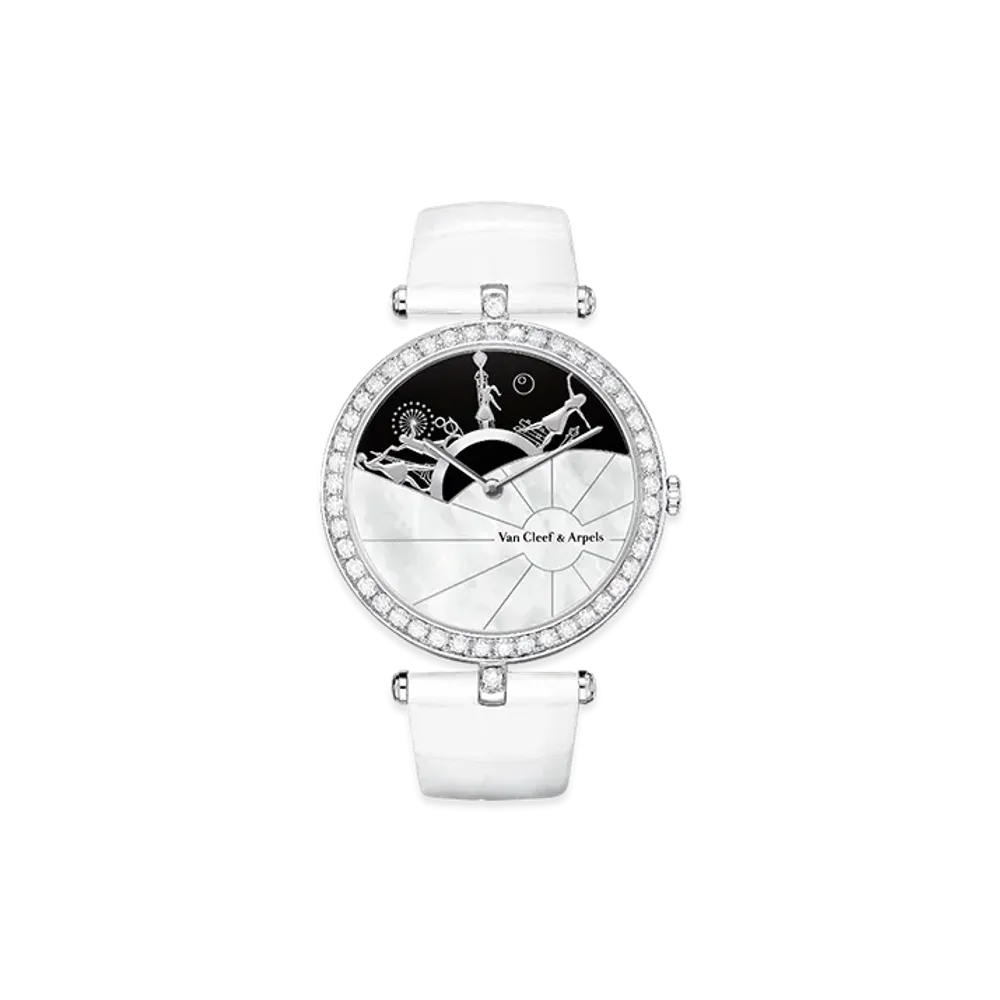 Van Cleef & Arpels Lady Arpels Une Journee a Paris watch "18K White gold/Onyx/Diamond/Mother-of-pearl"