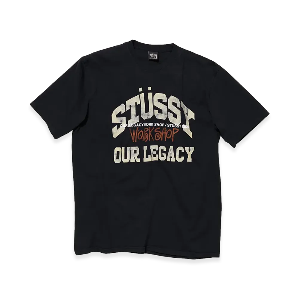 OUR LEGACY Work Shop x Stussy OL Collegiate Pig. Dyed Tee "Taupe OD Black"