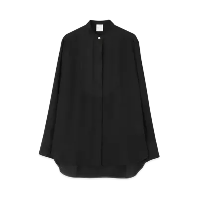 Paul Smith Women's Back Satin Bib Yoke Shirt "Black"