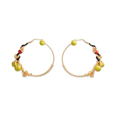 Bottega Veneta Flower Hoop Earrings "Black/Lighthouse"