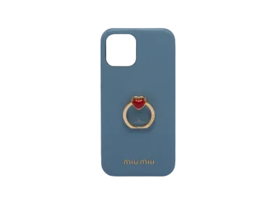 MIU MIU Madras Leather iPhone 12, 12 Pro Cover "Light Blue"