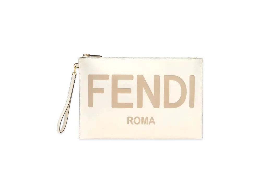 FENDI Flat Slim Clutch Large Leather Slim Clutch "White"