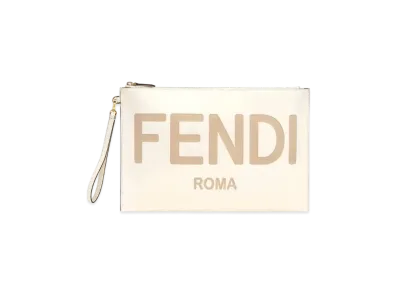 FENDI Flat Slim Clutch Large Leather Slim Clutch "White"