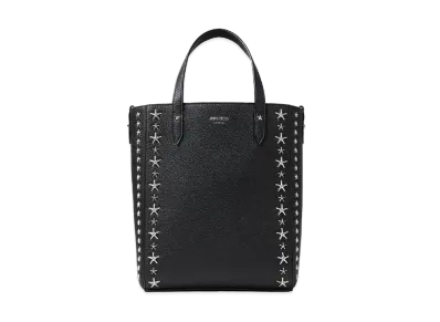 Jimmy Choo Pegasi N/S Soft Grainy Calf Leather Tote Bag With Stars Studs "Black"