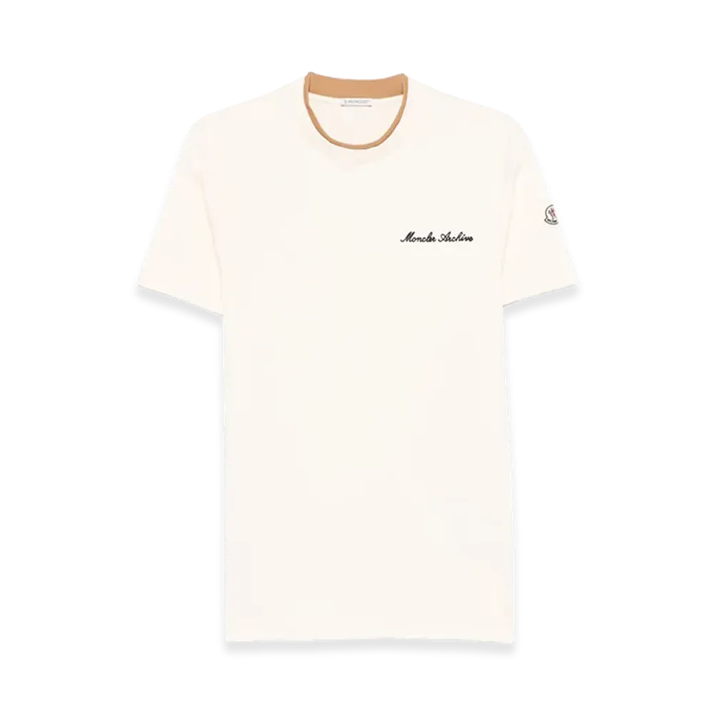 MONCLER Embroidered Logo And Double Crew Neckline Cotton T-Shirt "Beige"