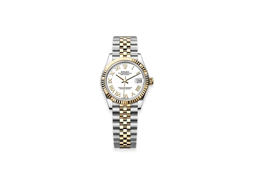 ROLEX Datejust 31 in Oystersteel and Yellow Gold "White"