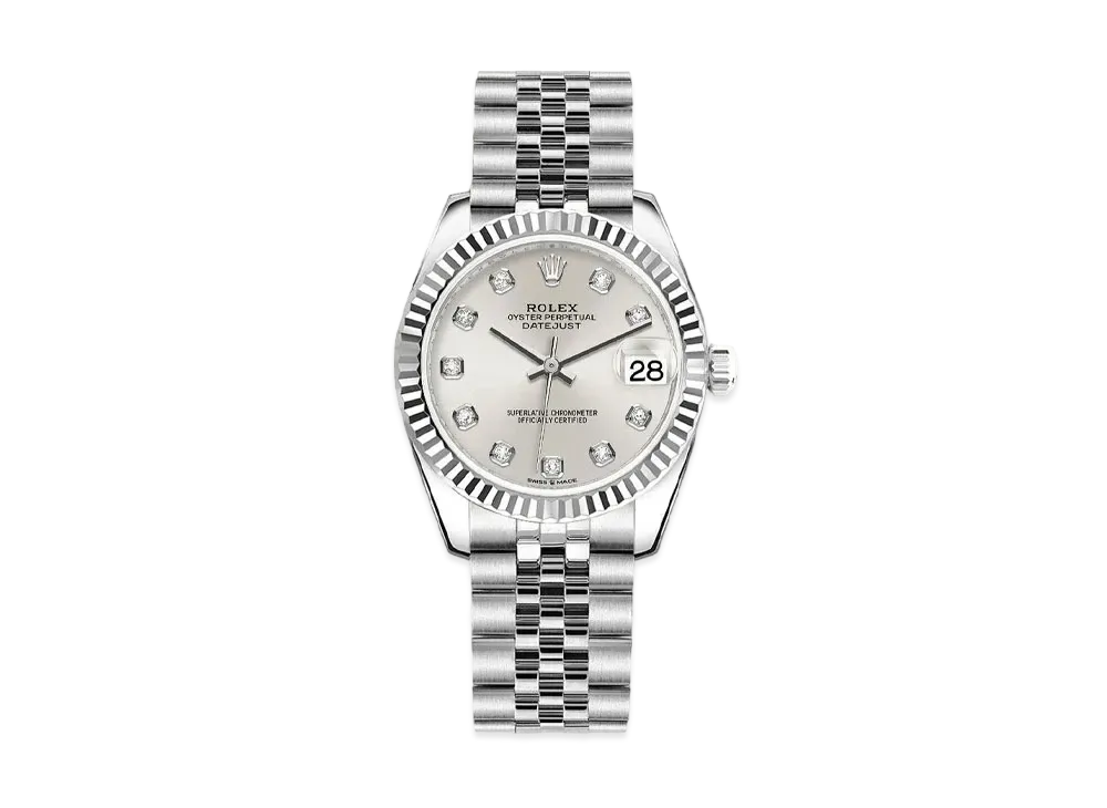 ROLEX Datejust 31 Oyster 31mm 10P Diamonds "Silver/Oyster Steel/White Gold"
