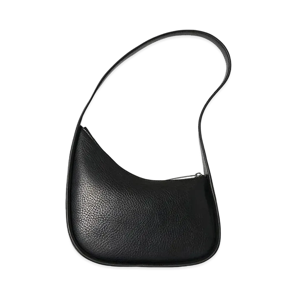 The Row Half Moon Bag in Leather "Black"