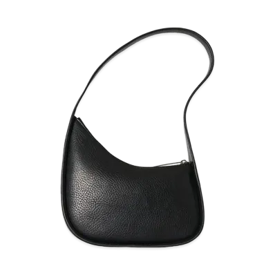 The Row Half Moon Bag in Leather "Black"