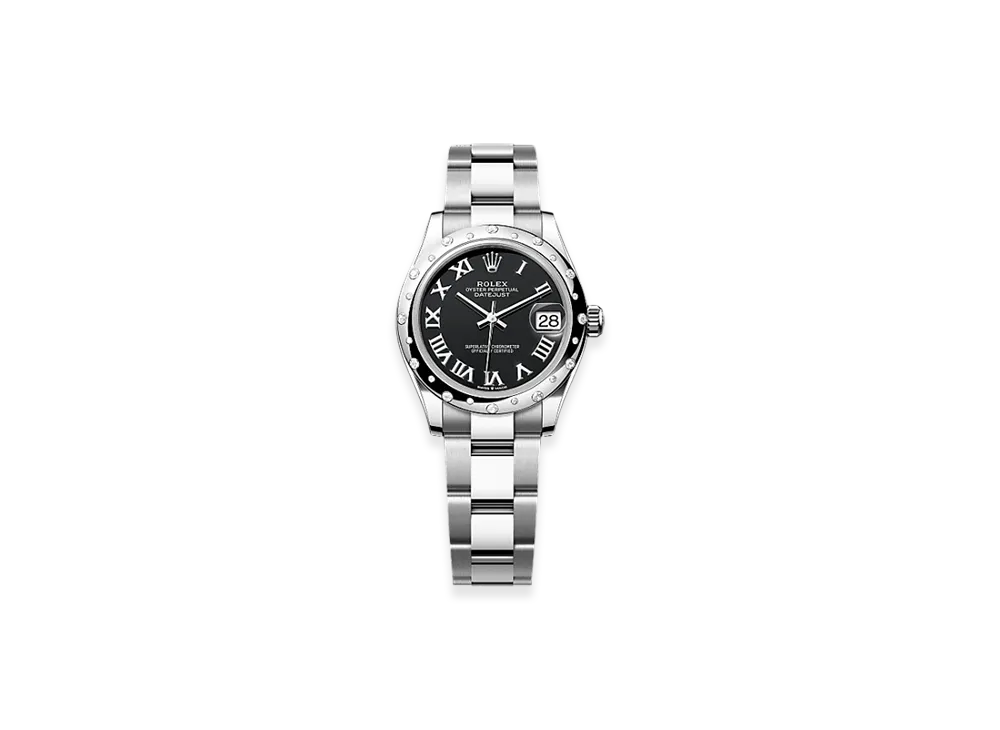 ROLEX Datejust 31mm Oystersteel & White Gold Diamond 278344RBR "Bright Black"