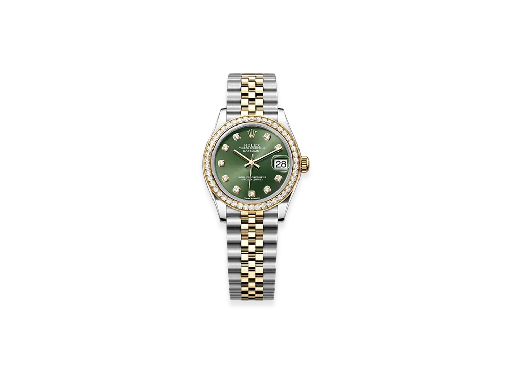 ROLEX Datejust 31mm Oystersteel & Yellow Gold Diamond 278383RBR "Olive Green"