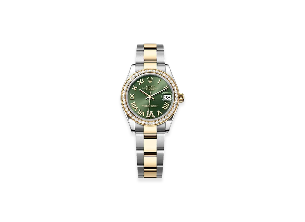 ROLEX Datejust 31mm Oystersteel & Yellow Gold Diamond 278383RBR "Olive Green"