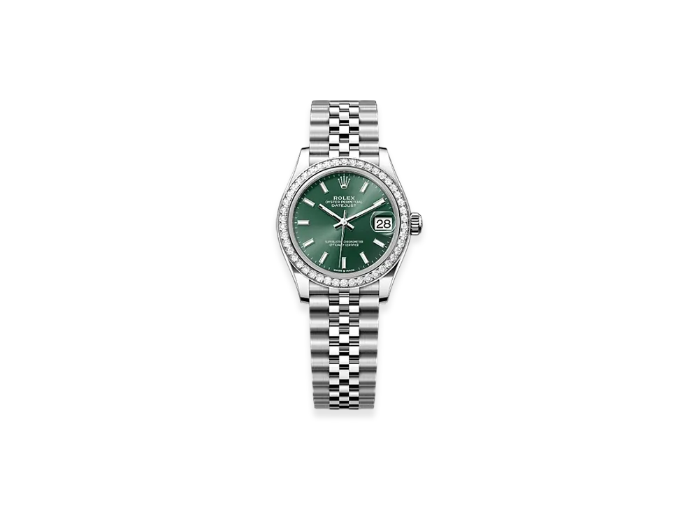 ROLEX Datejust 31 Oystersteel & White Gold Diamonds "Green"