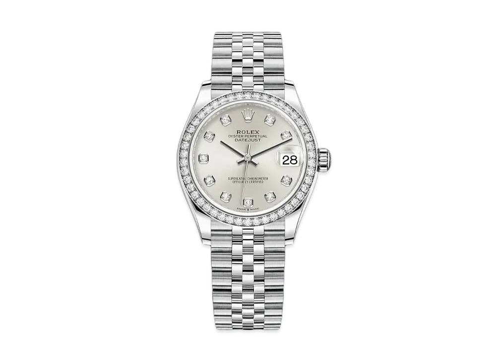 ROLEX Datejust 31 Oyster 31mm 10P Diamonds "Silver/Oyster Steel/White Gold" 278384RBR