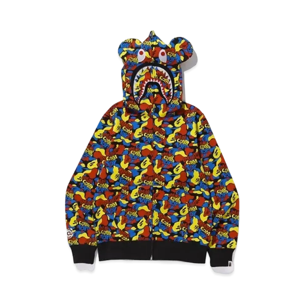 A BATHING APE / Medicom Toy Camo Bear Shark Full Zip Hoodie "Multi"