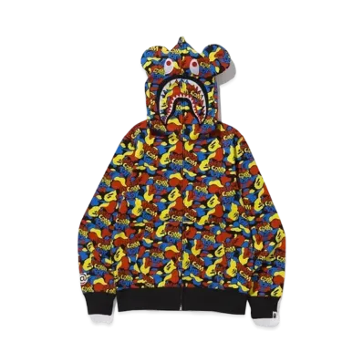A BATHING APE / Medicom Toy Camo Bear Shark Full Zip Hoodie "Multi"