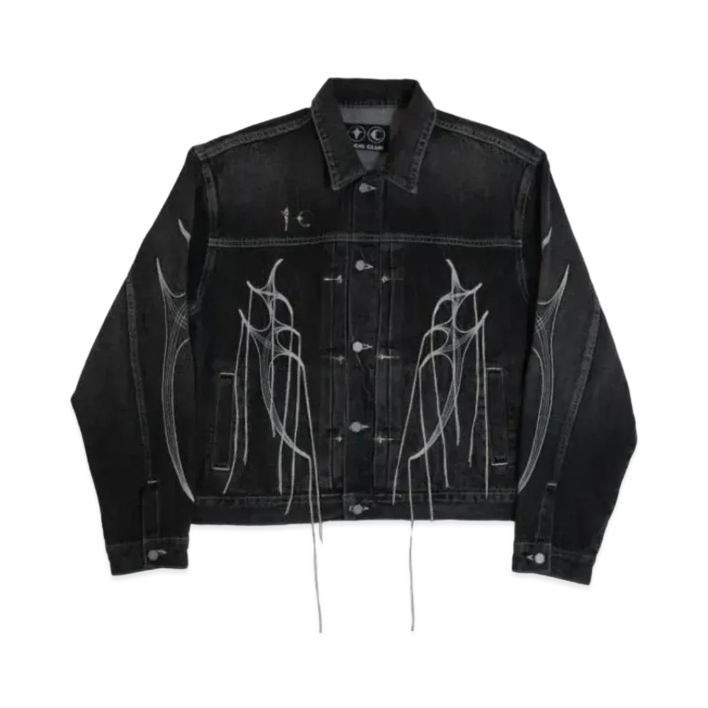 THUG CLUB Tribal Tree Denim Jacket "Black"