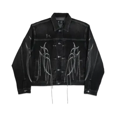 THUG CLUB Tribal Tree Denim Jacket "Black"