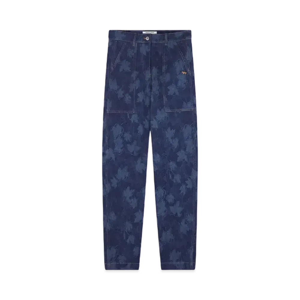 Maison Kitsune Workwear Pants "Falling Leaves Laser Print"