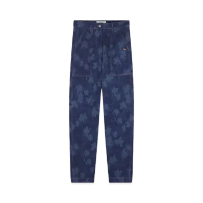 Maison Kitsune Workwear Pants "Falling Leaves Laser Print"
