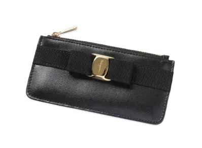 Salvatore Ferragamo Vara Bow Credit Card Holder "Black"