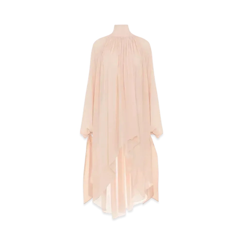Chloe Fluid Tunic Dress In Silk Georgette "Pearl Blush"