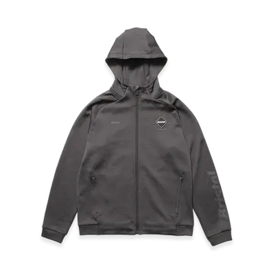 F.C.Real Bristol Quarter Knit Essential Zip-Up Hoodie "Charcoal Gray"