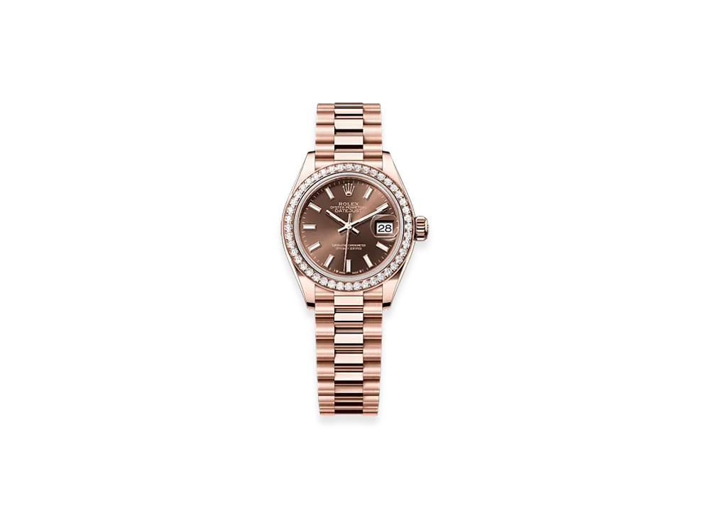 ROLEX Lady-Datejust 28mm Everose Gold Diamond 279135RBR "Chocolate"