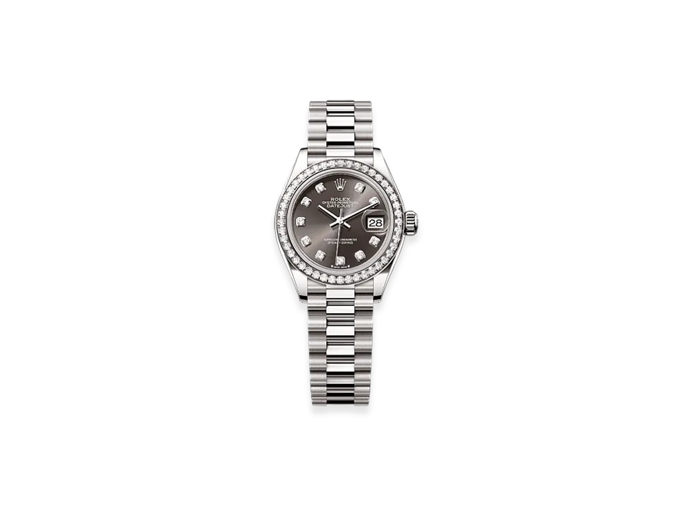 ROLEX Lady-Datejust 28mm White Gold Diamond 279139RBR "Dark Grey"