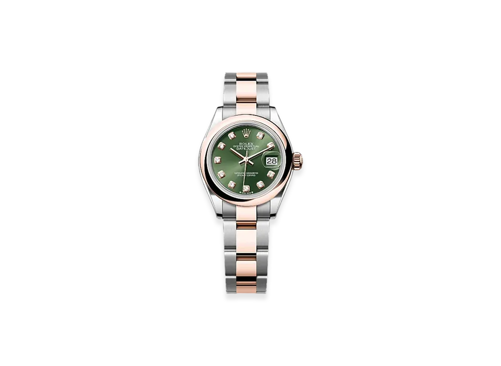 ROLEX Lady-Datejust Oystersteel & Everose Gold "Green"