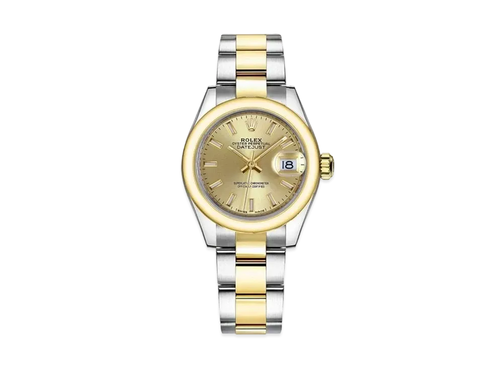 ROLEX Lady-Datejust Oyster 28mm "Champagne/Oyster Steel/Yellow Gold"
