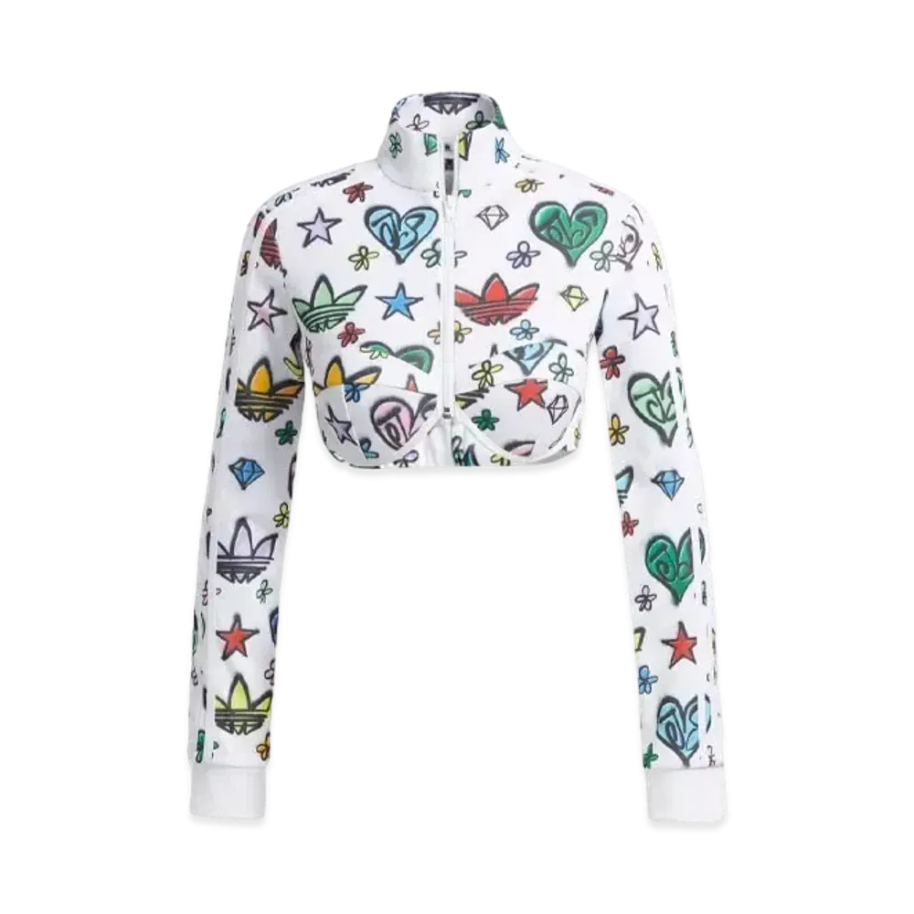 adidas JEREMY SCOTT Monogram Crop Track Top "White"