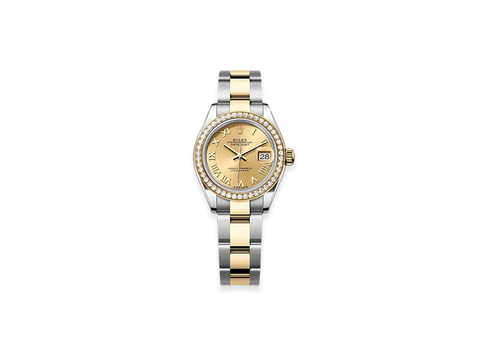 ROLEX Lady-Datejust 28mm Oystersteel & Yellow Gold Diamond 279383RBR "Champagne-colour"