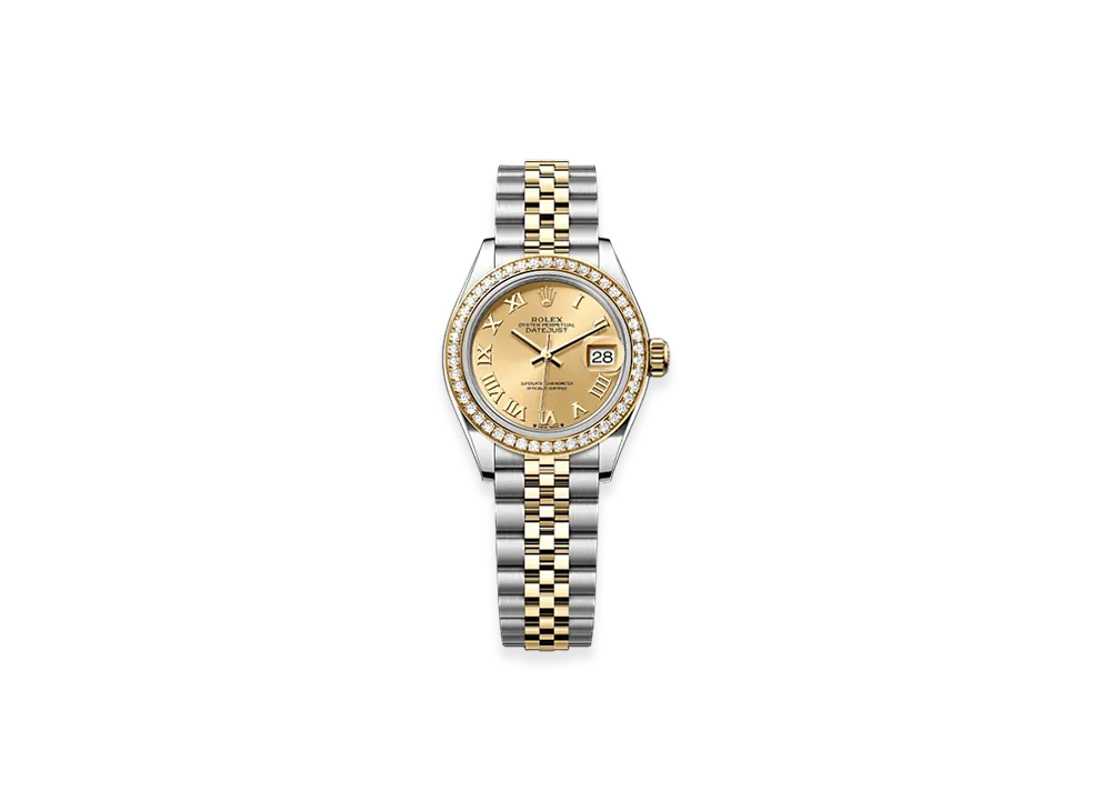 ROLEX Lady-Datejust 28mm Oystersteel & Yellow Gold Diamond 279383RBR "Champagne-colour"