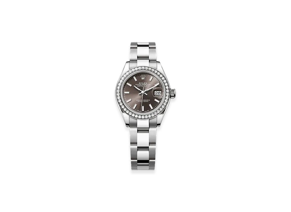 ROLEX Lady-Datejust 28mm Oystersteel & White Gold Diamond 279384RBR "Dark Grey"