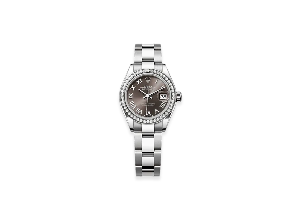 ROLEX Lady-Datejust 28mm Oystersteel & White Gold Diamond 279384RBR "Dark Grey"